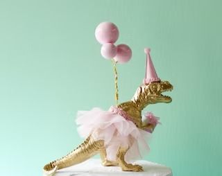 HalfPintFauna - Etsy Dinosaurs And Tutus Party, Gold Dinosaur Cake, Girly Dinosaur Party Cakes, Ballerina Dinosaur Party, Pink Gold Dinosaur Party, Meri Meri Dinosaur Cake, Ballet Third Birthday, Tutu Cakes, Dinosaur Cake Topper