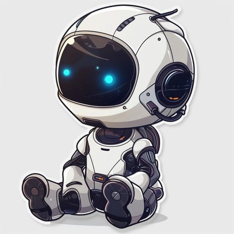 Photo cute sticker of a tiny ai robot | Premium Photo #Freepik #photo Robot Concept Art Cute, Cute Robot Design, Chibi Robot, Construction Poster, Robot Photo, Simple Robot, Robot Eyes, Cute Robot, Big Robots