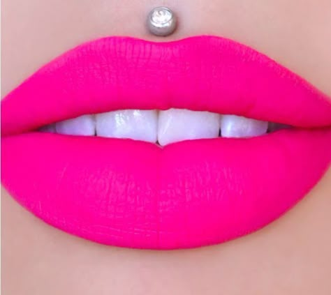 Pink Plump Lips, Emily Makeup, Neon Pink Lipstick, Neon Lipstick, Beautiful Lip Color, Lips Painting, Lips Art Print, Best Lipstick Color, Revolution Eyeshadow