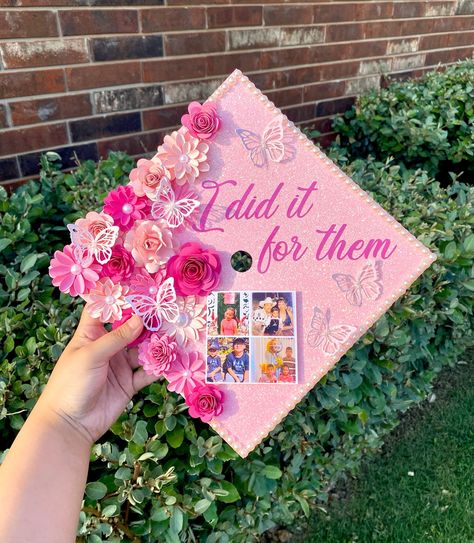 “I did it for them” So cute! We can always just add a photo as is instead of a hand drawn portrait 🩷🌸 ALL COMMISSIONS OPEN www.advbellearts.com __________ #advbellecaps #gradszn #classof2024 #gradcapdesign #gradcapideas Graduation Cap Decoration Ideas, Cap Decoration Ideas, Nursing Graduation Pictures, Grad Cap Designs, Graduation Party Themes, Hand Drawn Portraits, Grad Caps, Cap Decoration, Graduation Cap Decoration