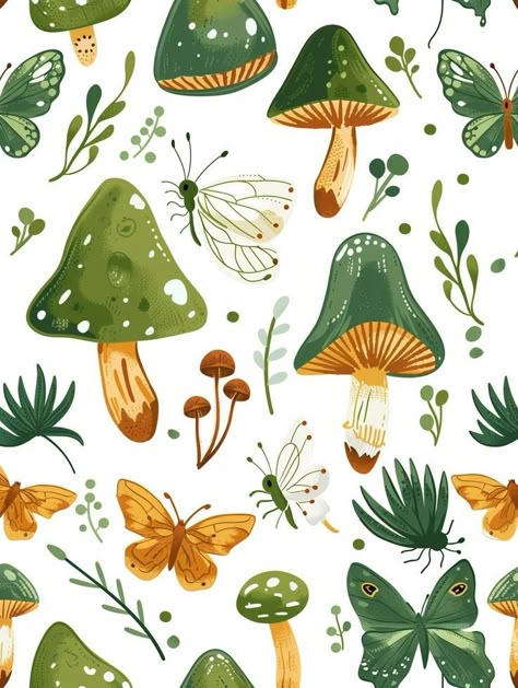 Color Palette Bracelet, Vintage Mushroom Wallpaper, Bingo Background, Hongos Aesthetic, Cottage Core Wallpaper, Mushroom Background, Core Wallpaper, Castle Crafts, Mushroom Wallpaper