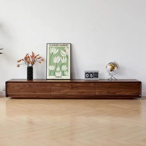 Tv Console Dark Wood, Dark Wood Tv Stand Decor Living Room, Tv Table Ideas, Dark Wood Tv Stand, Tv Place, Tv Stand Decor Living Room, Tv Stand Living Room, Mc Flurry, Walnut Tv Stand