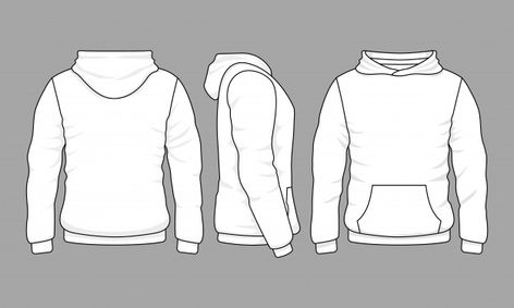 Male hoodie sweatshirt in front, back and side views Premium Vector | Free Vector #Freepik #vector #freesport #freeshirt #freeclothing #freefabric Black Hoodie Template, Hoodie Outline, Hoodie Vector, Hoodie Illustration, Hoodie Template, Male Hoodie, Clothing Templates, Slim Fit Hoodie, Hoodie Drawing