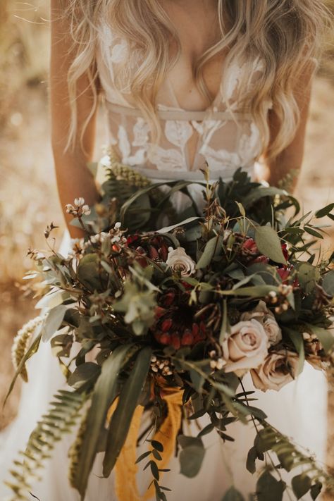 Fall Bouquet | Whimsical Golden Hour Styled Elopement in Holland, MI | Cassidy & Caleb Gardens Decor, Truck Garden, Country Wedding Inspiration, Wedding Flower Design, February Wedding, Bridal Bouquet Fall, Alpine Plants, Autumn Bride, Boho Bouquet