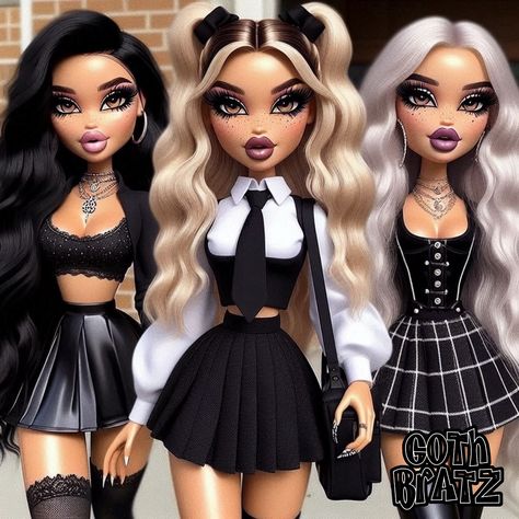 We are the weirdos Mr. 🖤🔮 #bratz #explorepage Brat Doll Halloween Costumes, Bratz Costume Halloween Ideas Yasmin, Bratz Couple Costume, Bratz Leather Outfit, Brats Doll Costumes, Diy Bratz Doll Costume, Halloween Bratz Doll Costume, Bratz Halloween Costume Group, Bratz Doll Halloween Costume Diy