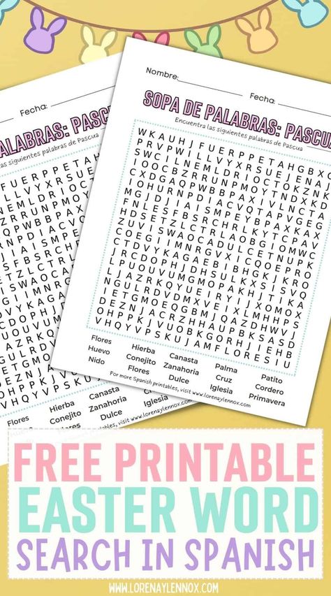 Easter Word Search Printable in Spanish [Free Printable] Spanish Word Search, Bilingual Classroom Decor, Easter Word Search, Multicultural Classroom, Easter Activities For Preschool, Free Word Search Puzzles, Spanish Education, Printable Easter Activities, Bilingual Activities