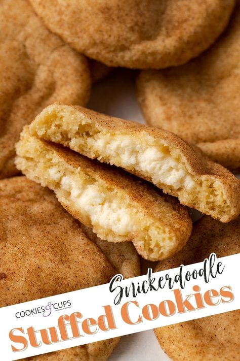 Stuffed Snickerdoodles, Best Coconut Cake Recipe, Apple Fritter Cake, Soft Snickerdoodle Cookies, Snickerdoodle Cookies Easy, Cream Cheese Cookie Recipe, Cookies And Cups, Snickerdoodle Recipe, Make Cream Cheese