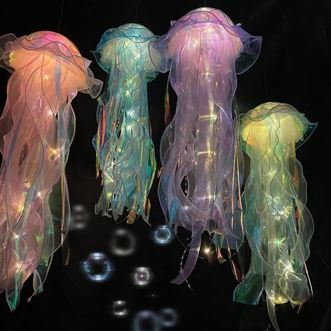 Jellyfish Lights, Hanging Jellyfish, Jellyfish Lantern, Tiki Oasis, Jellyfish Decorations, Jellyfish Light, Colorful Jellyfish, Jellyfish Lamp, Ocean Theme Party