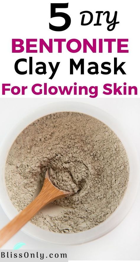 Diy Bentonite Clay Mask, Bentonite Clay Benefits, Bentonite Clay Face Mask, Clay Mask Recipe, Masks For Glowing Skin, Recipes For Glowing Skin, Bentonite Clay Mask, Hair Repair Treatments, Treating Acne