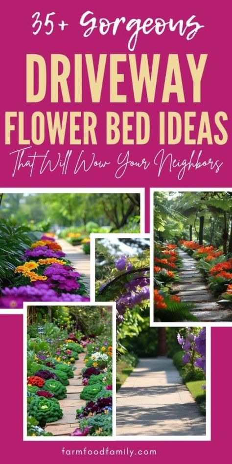 25 Vibrant Driveway Flower Bed Ideas That Add Instant Charm 55 Plants Next To Driveway, Driveway Plants Ideas, Landscaping Around Driveway, Driveway Flower Bed Ideas, Driveway Flower Bed, Boarder Plants, Entry Landscaping, Driveway Entrance, Driveway Landscaping