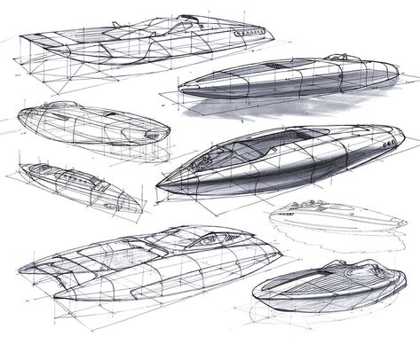 Perspective Design Sketches by Scott Robertson Boat Sketch, Scott Robertson, Marine Design, Yatch Boat, Perspective Sketch, Boat Drawing, Some Sketches, Industrial Design Sketch, Car Design Sketch