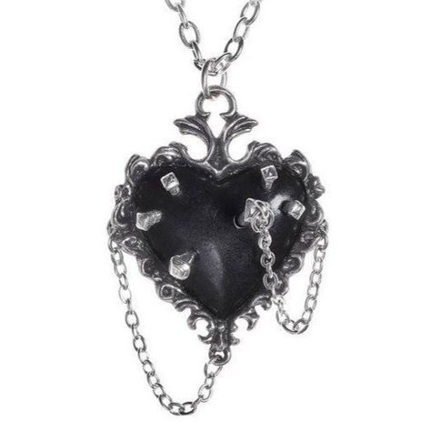 Alchemy Gothic, Steam Punk Jewelry, Alternative Jewelry, Gothic Jewelry, Heart Pendant Necklace, Black Enamel, Alchemy, Piercing Jewelry, Cute Jewelry