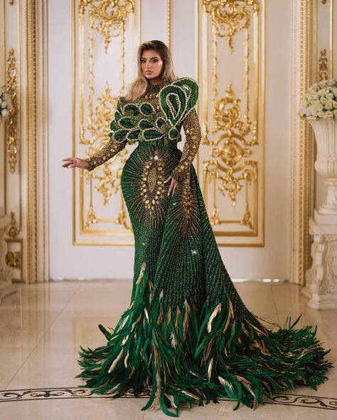 Taxes + Shipping included! Green Dress Gold Accessories, Gold And Green Dress, Prom Dresses Emerald Green, Nature Inspired Dress, Green Birthday Dress, Lady Persephone, Green And Yellow Dress, Luxury Gown, Ugly Fashion