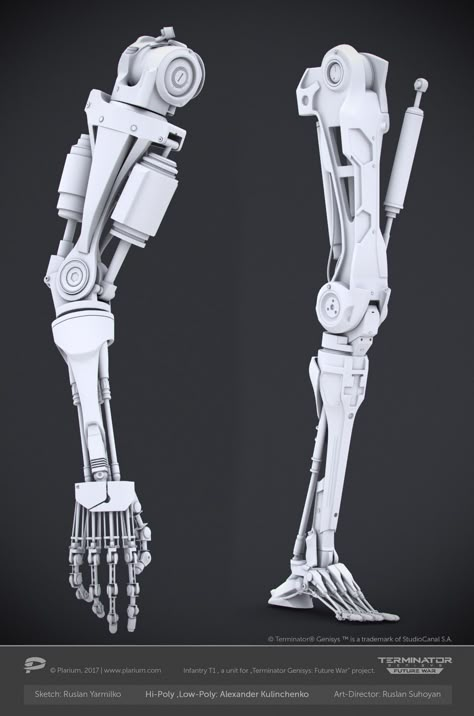 ArtStation - Terminator T-810, Alexander Kulinchenko Arm Robot Design, Robot Hand Concept Art, Robot Muscle, Robot Arm Design, Robotic Drawing, Robotic Limbs, Robot Mechanics, Robot Design Sketch, Robot Hand