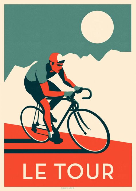 Le Tour Print | Veerle's Blog 4.0 Cycling Branding, Barge Living, Cycling Art Illustrations Posters, Fitness Artwork, Cycling Artwork, Bike Painting, Cycle Drawing, Cycling Art Print, Bicycle Illustration