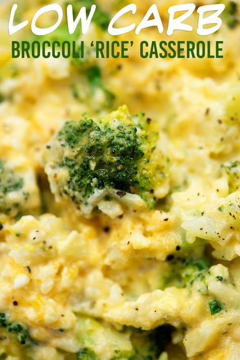 Low Carb Broccoli, Cauliflower Rice Casserole, Broccoli And Rice, Low Carb Veggie, Carb Sides, Broccoli Rice Casserole, Frozen Cauliflower Rice, Cauliflower Rice Recipes, Keto Sides