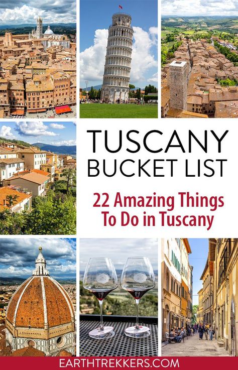 Best things to do in Tuscany, Italy: Florence, Pisa, Arezzo, Lucca, Montalcino, Montepulciano, Pienza, Val d'Orcia, Chianti, Cortona, Volterra, Siena, San Gimignano, Elba, and Cascate de Mulino. Montalcino Tuscany, Things To Do In Tuscany, Montalcino Italy, Montepulciano Italy, Cortona Italy, 10 Days In Italy, Tuscan Towns, Rome Itinerary, Visit Florence