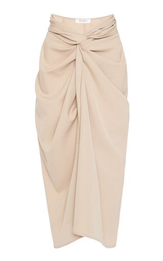 Uva Lightweight Wool Draped Skirt by Max Mara | Moda Operandi Pencil Skirt Casual, Beige Skirt, High Waisted Pencil Skirt, Draped Skirt, Rock Chic, Pencil Skirts, Sarong, Max Mara, Skirt Outfits