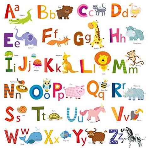 Kids Wall Stickers, Abc Nursery, Wall Stickers For Kids, Abc Kids, Alphabet Wall, Stickers For Kids, Abc For Kids, Alphabet Stickers, Removable Wall Stickers