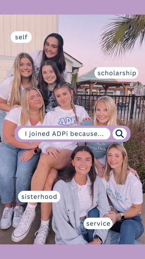 We Live For Each Other Adpi, Sorority Social Media, Delta Gamma Recruitment, Sorority Instagram, Recruitment Graphics, Sorority Recruitment Themes, Sorority Socials, Kappa Delta Chi, Sorority Graphics