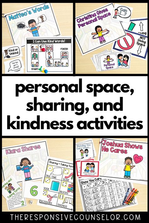 Teach your kindergarten and first grade students personal space, showing you care, using kind words, and sharing with this social emotional learning bundle! These are research-based social emotional lessons and activities, and the activities are developmentally appropriate for your kindergarten and first graders! Some of the activities included are: short stories, movement-based activities, circle questions, coloring pages, and more! Team Building Activities Kindergarten, Kindergarten Sel Activities, Circle Questions, Healthy Habits For Kids, Sel Activities, Learning Lessons, Kindness Activities, Guidance Lessons, Classroom Culture