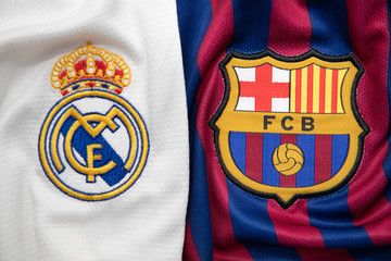 BANGKOK, THAILAND -JULY 19: The Logo of Real Madrid against Barcelona on Football Jerseys on July 19,2018. , #Aff, #Logo, #Real, #BANGKOK, #THAILAND, #JULY #Ad Real Madrid Vs Barcelona, Madrid Vs Barcelona, Real Madrid And Barcelona, Real Madrid Shirt, Barcelona Jerseys, Carlo Ancelotti, Zinedine Zidane, Madrid Barcelona, Camp Nou