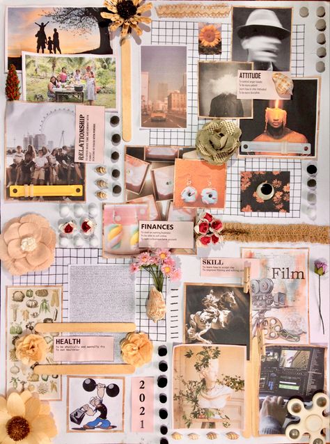 Magazine Collage Vision Board, Mixed Media Vision Board, Handmade Mood Board, Vision Board Art Project, Collage Inspo Mood Boards, Vision Board Handmade, Handmade Vision Board, Scrapbook Collage Aesthetic, Vision Board Scrapbook