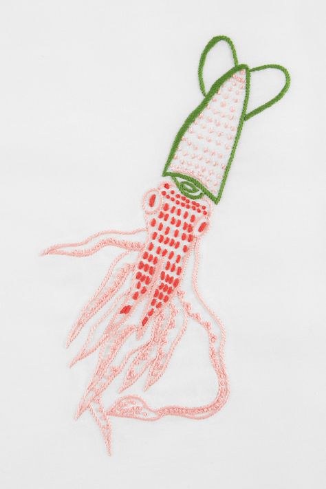 The Squid Embroidery Pattern - DMC Embroidery Transfers, Needlepoint Patterns, Embroidery Patterns Free, Modern Embroidery, Needlepoint Kits, Crochet Kit, Free Embroidery Designs, Yarn Shop, Free Embroidery