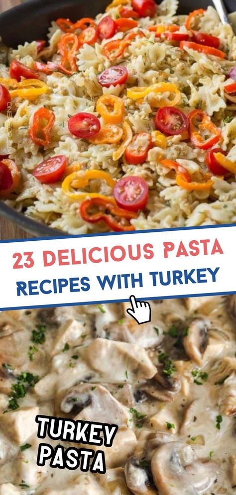 Savor 23 delicious pasta recipes with turkey, from creamy sauces to savory bakes, perfect for a quick and satisfying meal! Visit our site for tasty turkey pasta ideas! Healthy Turkey Pasta, Turkey Pasta Recipes, Leftover Turkey Pasta, Leftover Pasta Recipes, Turkey Pasta Bake, Recipes With Turkey, Creole Pasta, Delicious Pasta Recipes, Savory Bakes