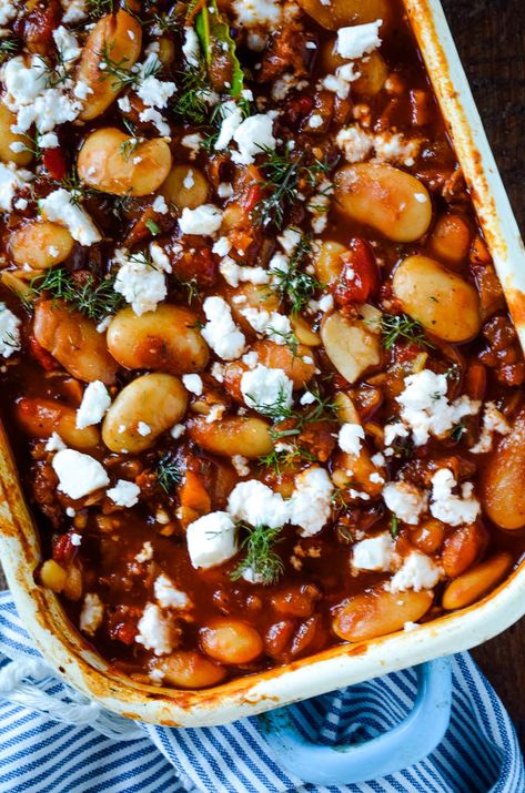 Giant Bean Recipes, Beans For Dinner, Greek Recipes Healthy, Greek Beans Recipes, Gigante Bean Recipes, Greek Lima Beans Recipe, Giant Beans, Bean Dinner, Mediterranean Bean Recipes