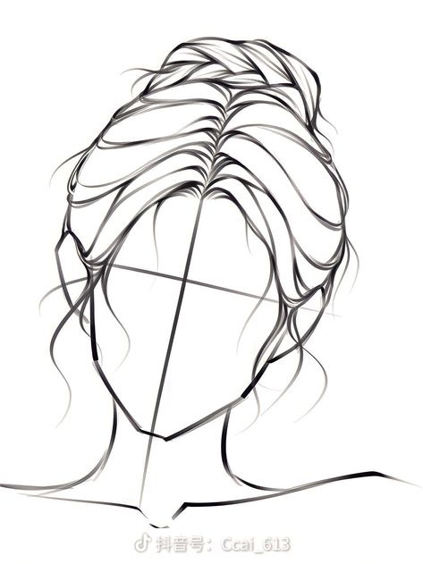 Body Base Sketch With Hair, Updo Drawing Reference, Hair Bun Drawing Reference Front View, How To Draw A Ponytail Front View, Ponytail Drawing Reference Front View, Free To Use Base Drawing Male, Hair Styles To Draw, How To Draw Female Hair, Woman Hairstyles Drawing