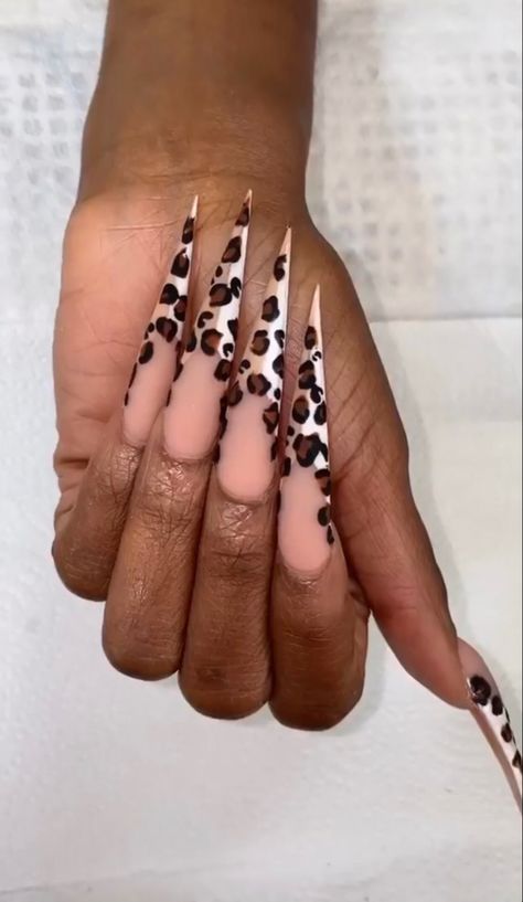 Stilleto Cheetah Nails, Xxl Nail Designs, Stelleto Nails, Stilleto Nails Designs, Cheetah Print Nails, Gel Press On Nails, Long Stiletto Nails, Madam Glam, Cheetah Nails