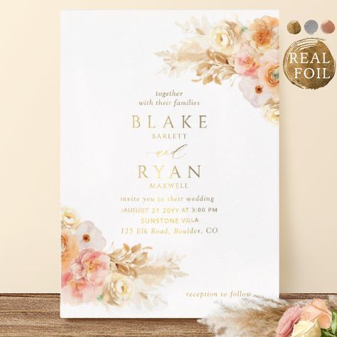 Real Foil Elegant Peach, Blush, Champagne Wedding Foil Invitation Blush Champagne Wedding, Wedding Invitations Template, Wedding Invitation Message, Peach Wedding Invitations, Invitations Template, Messages For Friends, Peach Blush, Foil Invitations, Peach Wedding