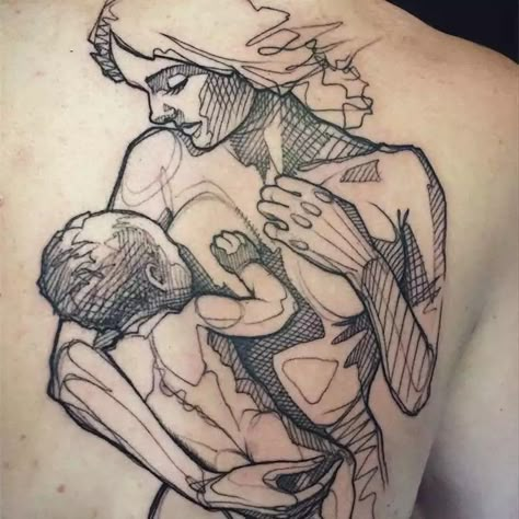 Breastfeeding Tattoos, Mutterschaft Tattoos, Breastfeeding Tattoo, Nova Tattoo, Sketch Tattoos, Breastfeeding Art, Baby Tattoo Designs, Baby Tattoo, Raising Twins