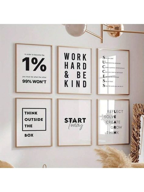 3pcs Office Home Office Motivational Inspirational Canvas Wall Art Poster Positive Self-Care Affirmations Aesthetic Affirmation Art No Framed Black and White Simple   Canvas Letter    Home Decor, size features are:Bust: ,Length: ,Sleeve Length: Trendy Office Desk Decor, Affirmation Wall Decor Ideas, Office Decor Motivational, Work Desk Wall Decor, Yellow Office Decor Ideas, Cute Office Inspiration, Zen Office Ideas Professional, Motivational Frames For Office, Cubicle Decorations Office