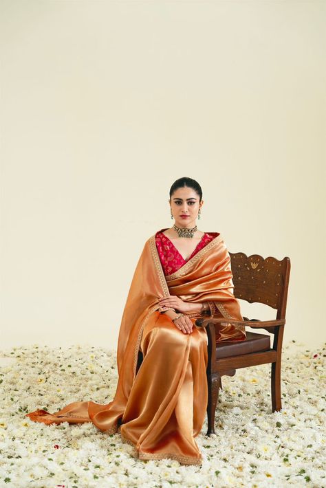 Rust Lahma Saree Brocade Blouse, Saree Poses, Indian Dresses Traditional, Indian Photoshoot, Saree Photoshoot, Boutique Dress Designs, Indian Aesthetic, Boutique Dress, Bride Poses