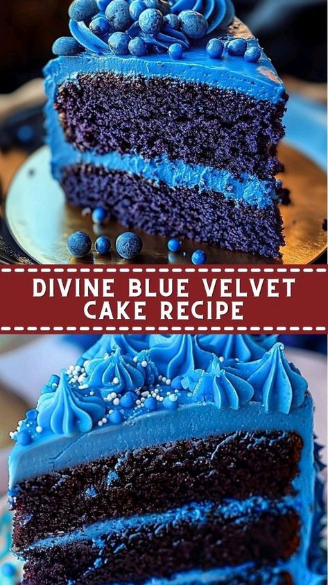 Blue Cake Flavors, Blue Velvet Cake Recipe, Blue Velvet Cupcakes, Blue Velvet Cake, Blue Velvet Cakes, Blue Recipes, Cool Desserts, Velvet Cakes, Blueberry Cake Recipes