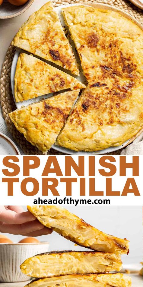 Spanish Potato Tortilla, Spanish Tortilla Recipe, Tortilla Espanola, Potato Tortilla, Egg And Potato, Egg Tortilla, Spanish Potatoes, Spanish Tortilla, Potato Frittata