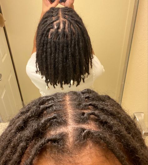 C Shaped Parts Locs, Med Locs, Middle Part Locs Black Women, Braids With Hats, New Locs, Small Locks, Puffy Locs, Instant Locs, Dreadlocks Hair Care