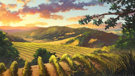 ArtStation - Countryside, Sylvain Sarrailh Painting Minecraft, Country Landscape, Location Inspiration, Studio Ghibli Art, Fantasy City, Fantasy Places, Ghibli Art, Landscape Artwork, Fantasy Concept Art