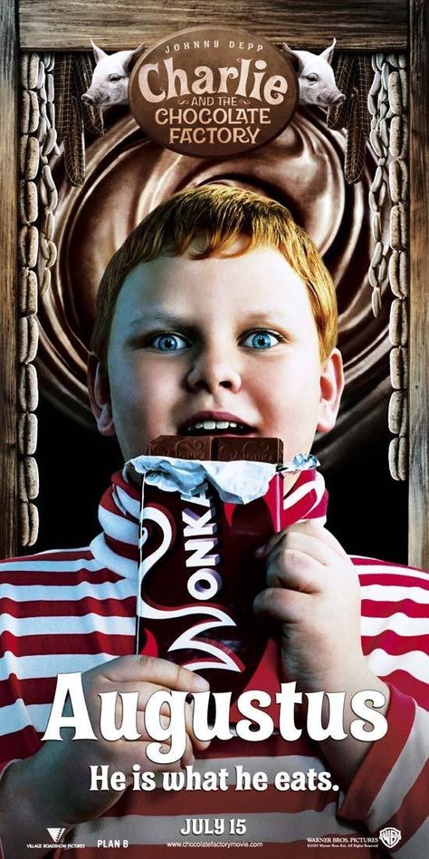 Charlie and the Chocolate Factory Augustus Gloop, Cardinal Virtues, Charlie Bucket, Chocolate Factory Party, Charlie Chocolate Factory, Wood Bin, Willy Wonka Party, Wonka Chocolate, Mere Christianity