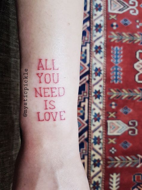 #allyouneedislove #beatles #tattoo #allyouneedislovetattoo Beatles Tattoo, Love Tattoo, Love And Co, Love Tattoos, All You Need Is Love, Need You, All You Need Is, The Beatles, Tattoo Quotes