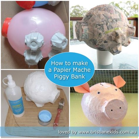 How to make a papier mache piggy bank Paper Mache Art Projects, Paper Mache Crafts For Kids, Different Types Of Paper, Types Of Paper, Paper Mache Projects, Paper Mache Animals, Paper Mache Art, Paper Mache Sculpture, Paper Mache Crafts