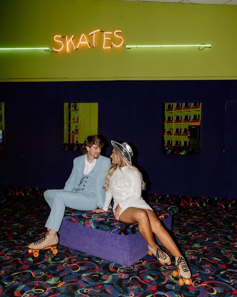 I have no words to describe how much fun this roller skating session was!!!!! Instead of a boring session, make it personal. Make it YOU. Let’s do something fun together to truly capture your personalities! • • • Concept: @dnh.photos Venue: @sportsworldskate Models: taylorteems @lane_tipton • • • #HuntsvillePhotographer #HuntsvilleWeddingPhotographer #AlabamaWeddingPhotographer #ALWeddingsMag #AlabamaWeddings #SouthernWeddings #SouthernBride #AlabamaPortraits #DestinationWeddingPhotographer... Roller Rink Engagement Photos, Retro Roller Rink, Rollerskate Photoshoot, Skate Rink, Roller Skating Rink, Sports Model, I Have No Words, Roller Rink, Skating Rink