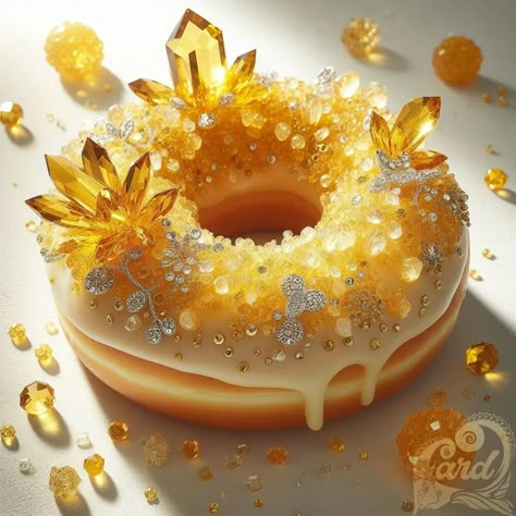 https://card9.com/ai/yellow-crystal-donut Crystals That Look Like Food, Sunflower Crystal Art, Pretty Donuts Image, Donut Crystal Necklace, Whimsical Donut Fine Art, Fairytale Food, Sparkle Cake, Queens Food, Donut Art