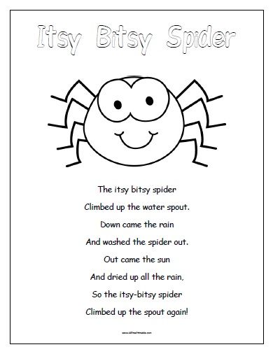 Free Printable Itsy Bitsy Spider Itsy Bitsy Spider Printable, Itsy Bitsy Spider Activities, Spiders Preschool, Spider Song, Nursery Rhymes Preschool Crafts, Spider Printable, Nursery Rhyme Crafts, The Very Busy Spider, Nursery Rhymes Lyrics