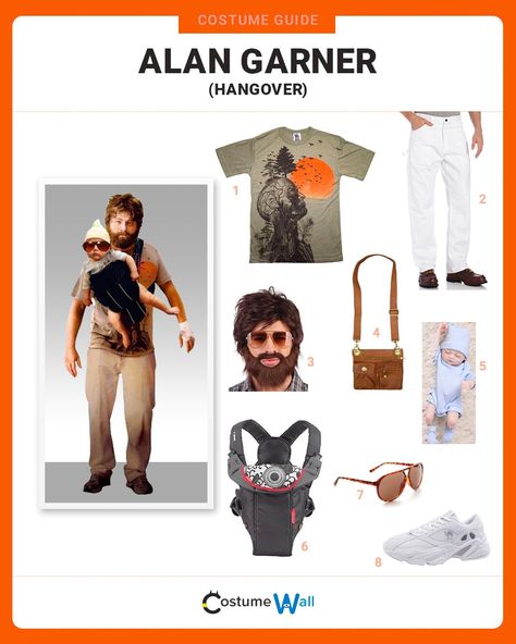 The best costume guide for dressing up like Alan Garner. Cosplay the socially awkward character played by Zach Galifianakis on the Hangover. Alan Hangover Costume, Allan Halloween Costume, Alan The Hangover, Hangover Costume Group, Allan Hangover Costume, Hangover Movie Costumes, Alan Hangover, Hangover Halloween Costume Family, Hangover Outfit