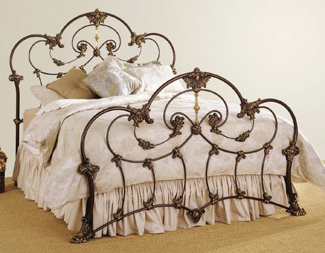 Southwest Country- Elliott's Designs Laurelynn 73 Cast Iron Bed Frame, Brass Beds, Wrought Iron Bed Frames, Antique Iron Beds, Iron Headboard, Cast Iron Beds, Wrought Iron Beds, Wrought Iron Bed, Wrought Iron Furniture