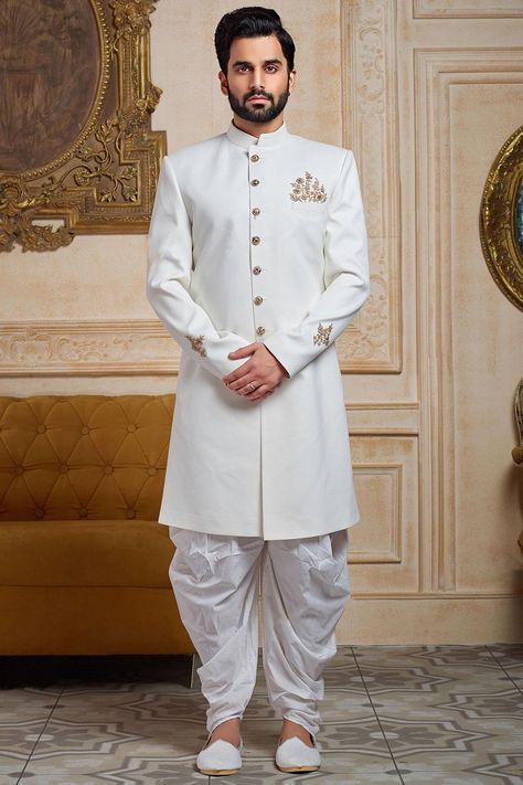 Excited to share the latest addition to my #etsy shop: Mens wedding sherwani /White royal sherwani / Indian suit for men / indian mens wear / indian dress / sherwani for men / indian suit https://etsy.me/34WNNS5 #clothing #men #jacket #gold #polkadot #no #overcoat #she Indian Wedding Outfits For Men, Marriage Dress For Men, Marriage Outfit, Blue Sherwani, Sherwani For Men Wedding, Groom Dress Men, Indian Groom Wear, Wedding Dresses Men Indian, Suit Man