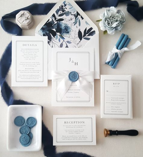 25 Blue And White Wedding Colors & Ideas 2023 Dusty And Navy Blue Wedding, Monogram Invitation, Blue White Weddings, Blue Wedding Invitation, Navy Blue Wedding Invitations, Dusty Blue Wedding, Blue Invitation, Light Blue Wedding, Monogram Wedding Invitations